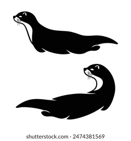 Plantilla de Ilustración vectorial con logotipo de nutria