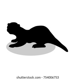Otter mammal black silhouette animal. Vector Illustrator.	