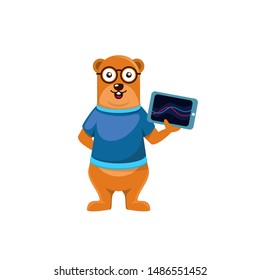 Otter Mascot Holding Tablet Logo Template