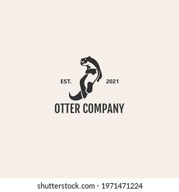 Otter negative space vintage logo vector icon illustration