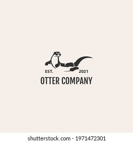 Otter negative space vintage logo vector icon illustration