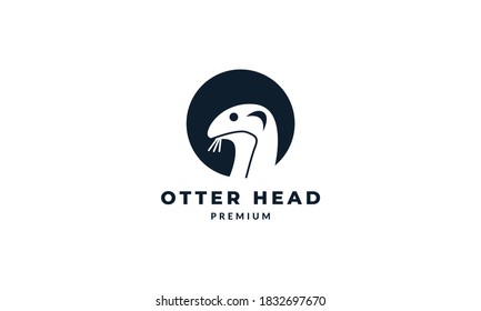 otter on circle  cute  logo vector illustration design