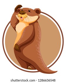 Otter on circle template illustration