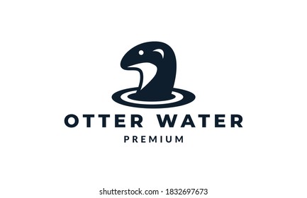 otter on water cute  logo vector illustration design