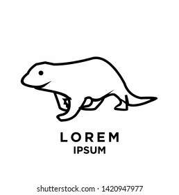 otter outline black silhouette white background isolated logo icon design vector illustration