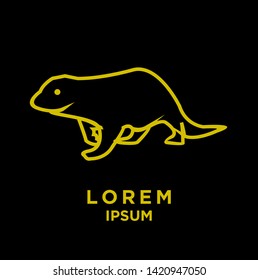 otter outline gold color silhouette black background isolated logo icon design vector illustration