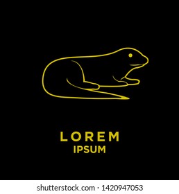 otter outline gold color silhouette black background isolated logo icon design vector illustration