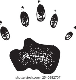 Otter paw - hand drawn vector illustration of animal paw print | black and white wildlife graphic