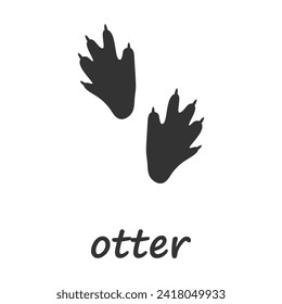 Otter paws. Impresión de la pata de la hoja. Ilustración vectorial.
