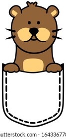 Otter in pocket icon in brown