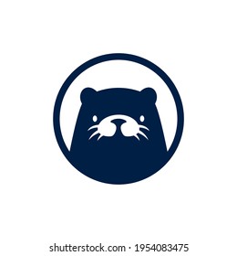 otter round circle emblem logo vector icon illustration