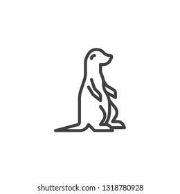 Otter side view line icon. linear style sign for mobile concept and web design. Weasel standing outline vector icon. Waterfowl animal symbol, logo illustration. Pixel perfect vector graphics