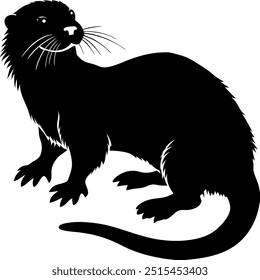 Otter silhouette, Black and White