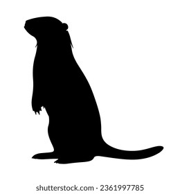 otter silhouette black white vector illustration