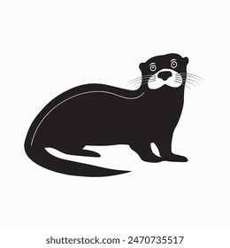 Otter silhouette isolated vector illustration on white background