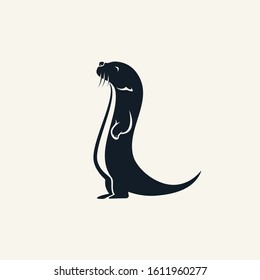 otter silhouette logo black white