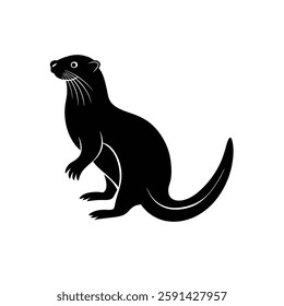 Otter Silhouette Vector Art Illustration and Minimalist Black Color Design