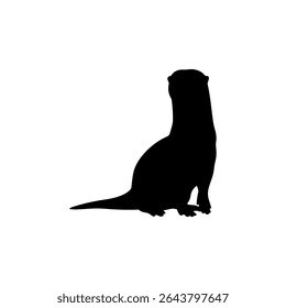 Otter silhouette vector flat illustration on white background.