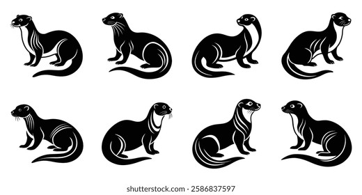 otter silhouette vector images bundle