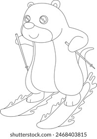 Otter Skier Ski Animal Vector Graphic Art Illustration