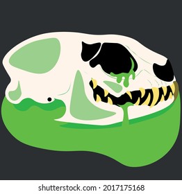 otter skull with a particularly terrifying and cool green goo