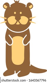 Otter standing comic icon brown