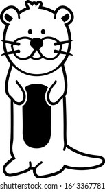 Otter standing icon in black and white