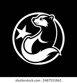 Otter and star iconic logo illustration