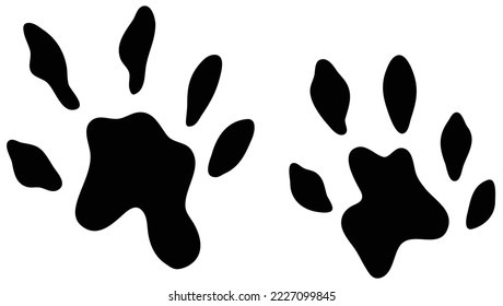 Otter track, otter foot print silhouette vector illustration