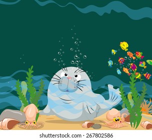 otter is under a sea water