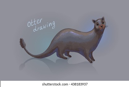 Otter. Vector drawing. Hand-drawn sketch or illustration.