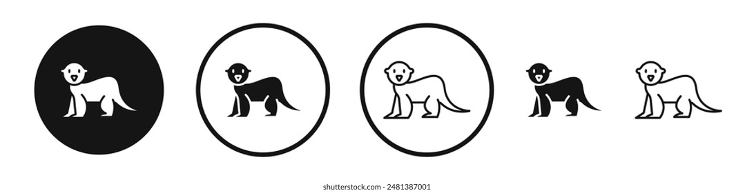 Otter vector icon set in black and white color.