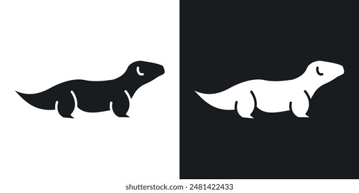 Otter vector icon set in black color.