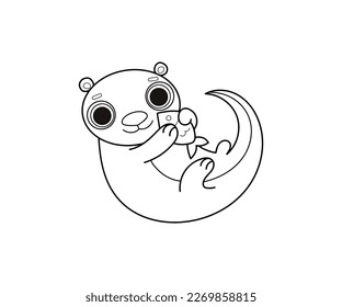 Otter vector isolated outline icon. Otter animal vector icon. Otter icon 