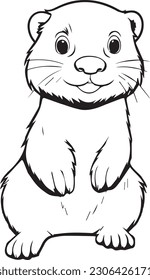 Otter: vector line art cartoon style for coloring