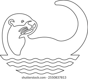 Otter vector line art illustration design.