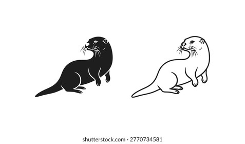 Otters Cute Animal Vector Icons Design Vector