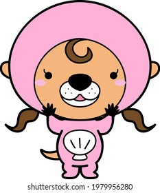 Otters girl daughter cute illustration material
