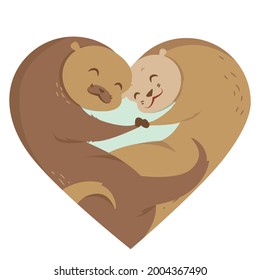 Otters in the shape of heart