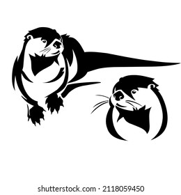 otters silhouette vector eps on white background