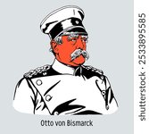 Otto von Bismarck, Herzog zu Lauenburg - German statesman and politician, the first Chancellor of the German Empire. Hand-drawn vector illustration