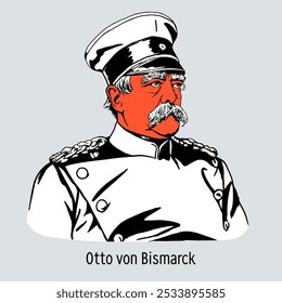 Otto von Bismarck, Herzog zu Lauenburg - político e estadista alemão, o primeiro chanceler do Império Alemão. Ilustração de vetor desenhada à mão