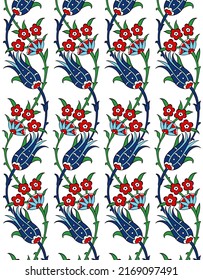 Ottoman ancient Turkish tile floral patterns