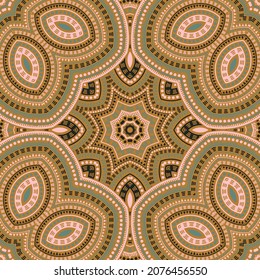 Ottoman authentic mosaic vector seamless ornament. Batik patchwork design. Delicate mexican motif. Pottery decor design. Geometric shapes composition.