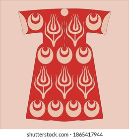 Ottoman caftan design, red half moon motif and tulip motif