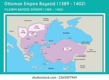 ottoman Empire bayezid map (1389-1402)