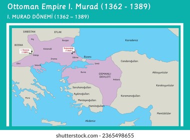 ottoman empire I. Murad map (1362-1389)
