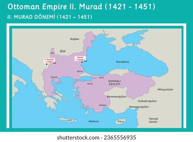 ottoman empire II Murad map (1421-1451)