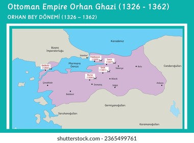 ottoman empire orhan ghazi map (1326-1362)
