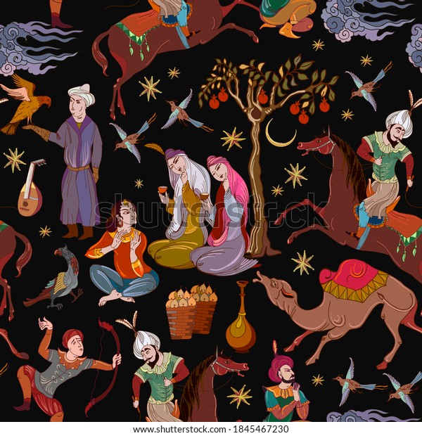 Vektor Stok Ottoman Empire Seamless Pattern Fairy Tales Tanpa Royalti